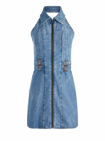 Axelle Denim Mini Dress In Peyton Vintage Blue - Alice + Olivia Women