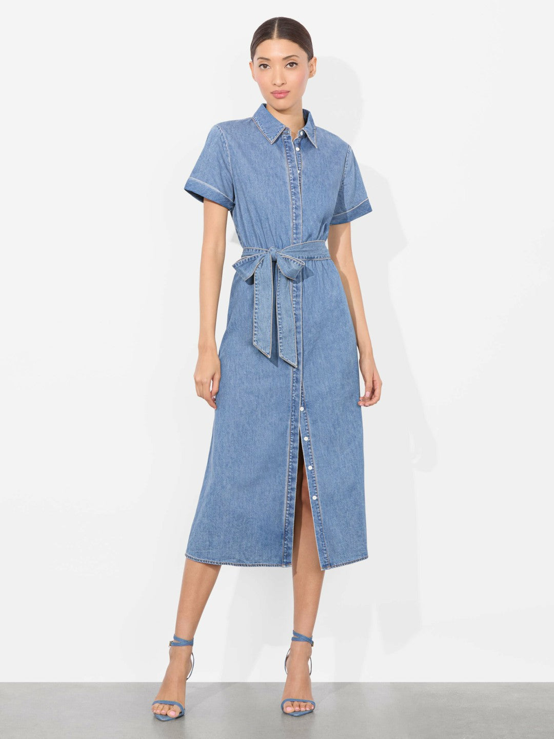 Chassidy Denim Midi Dress In Peyton Vintage Blue - Alice + Olivia Women
