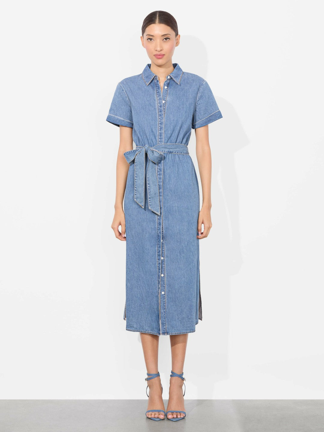 Chassidy Denim Midi Dress In Peyton Vintage Blue - Alice + Olivia Women