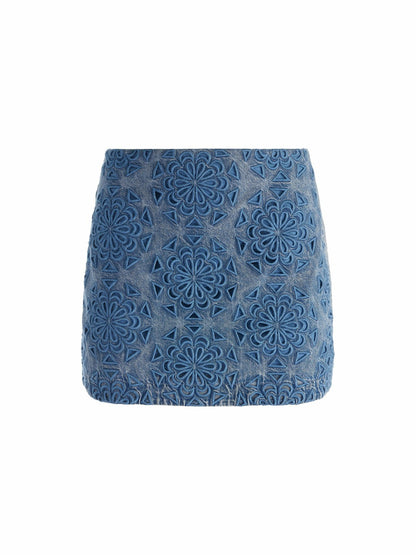 Rubi Denim Micro Skirt In Avery Blue - Alice + Olivia Women