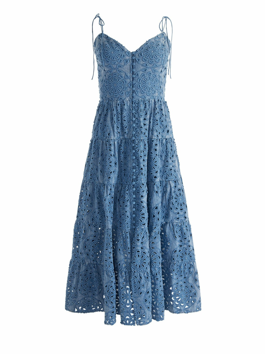 Shanti Tiered Midi Dress In Avery Blue - Alice + Olivia Women