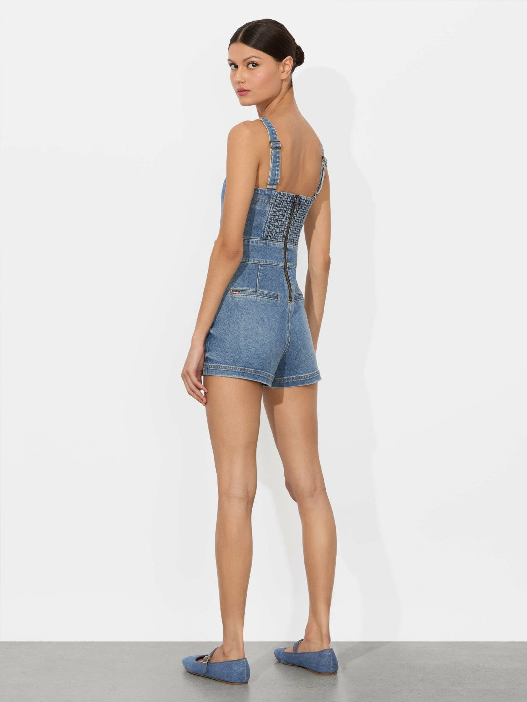 Vita Denim Romper In Livia Vintage Blue - Alice + Olivia Women