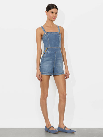 Vita Denim Romper In Livia Vintage Blue - Alice + Olivia Women