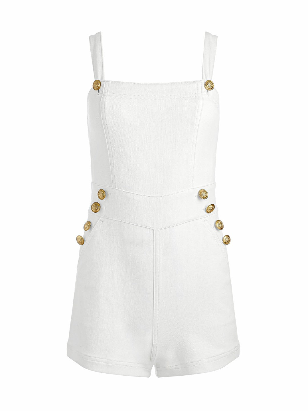 Vita Denim Romper In Off White - Alice + Olivia Women