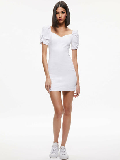 Mimi Denim Mini Dress In Vintage Sugar - Alice + Olivia Women