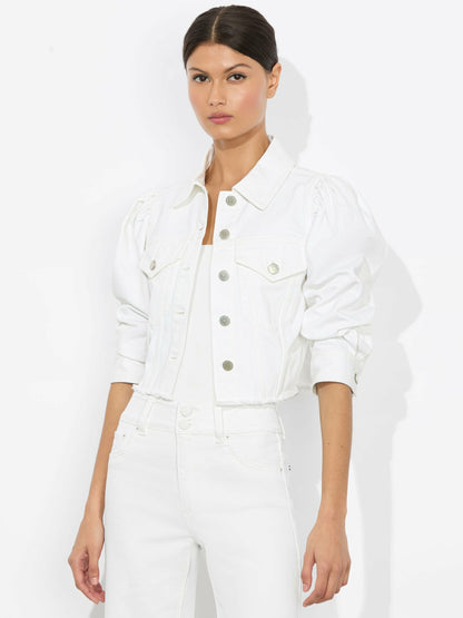 Lana Denim Jacket In White - Alice + Olivia Women