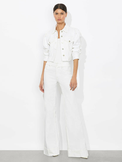 Lana Denim Jacket In White - Alice + Olivia Women