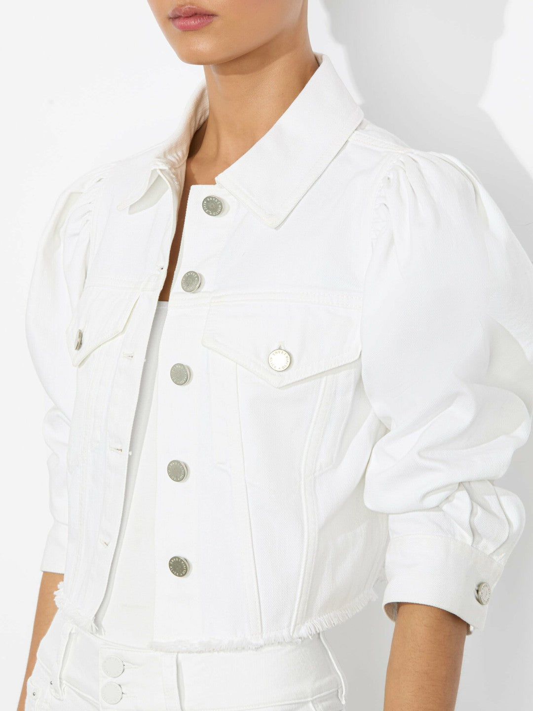 Lana Denim Jacket In White - Alice + Olivia Women