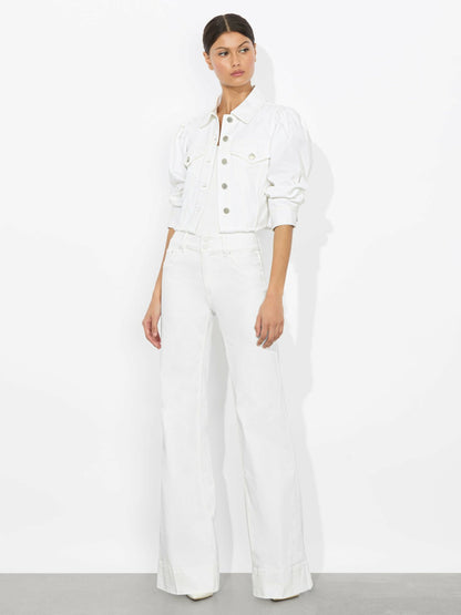 Lana Denim Jacket In White - Alice + Olivia Women