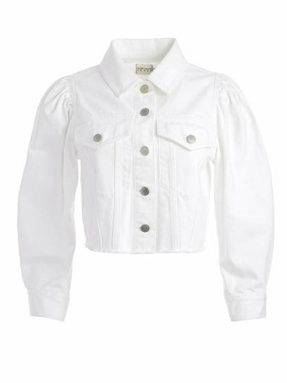 Lana Denim Jacket In White - Alice + Olivia Women