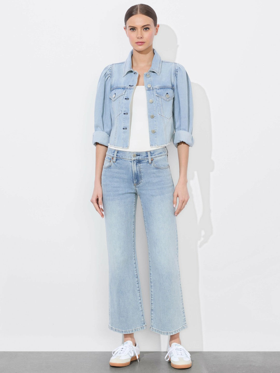 Lana Puff Sleeve Denim Jacket In Blue - Alice + Olivia Women