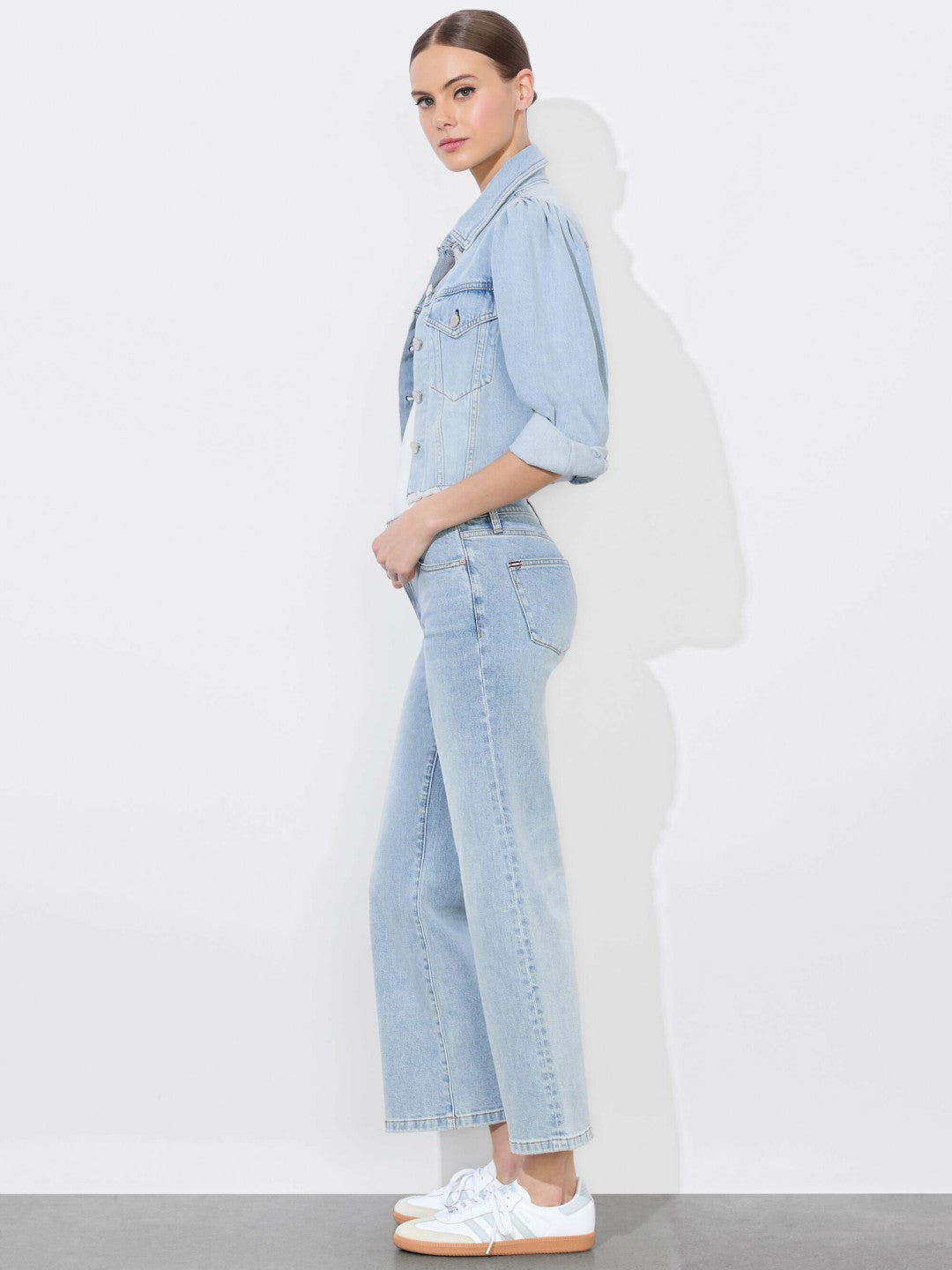 Lana Puff Sleeve Denim Jacket In Blue - Alice + Olivia Women