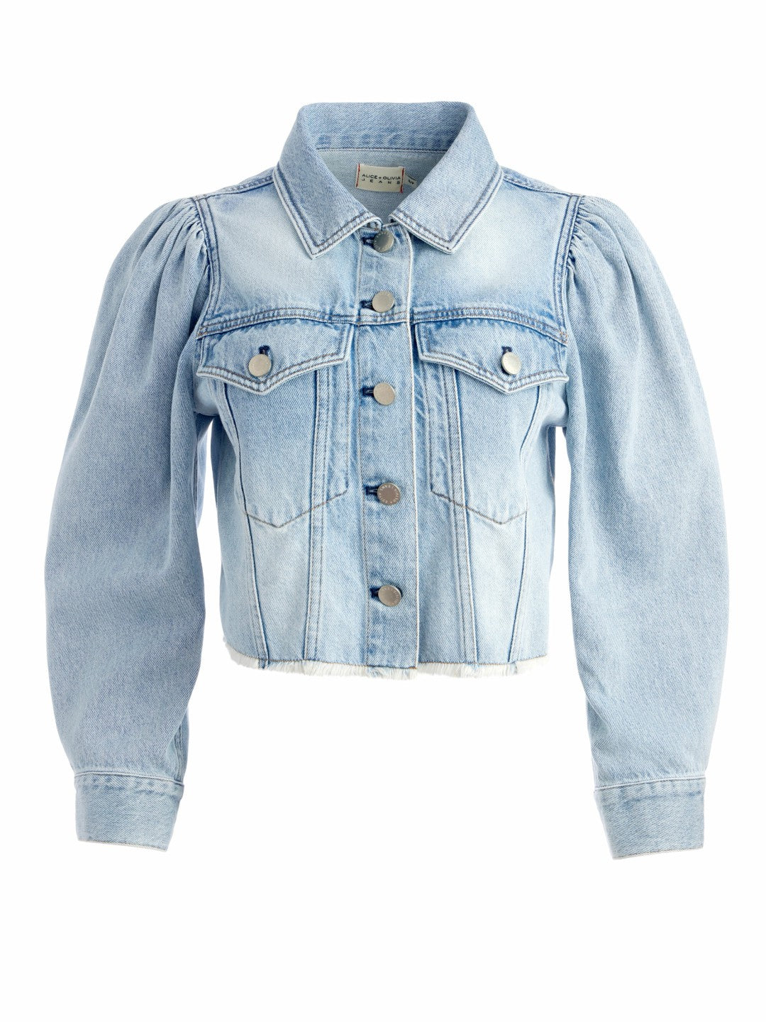 Lana Puff Sleeve Denim Jacket In Blue - Alice + Olivia Women