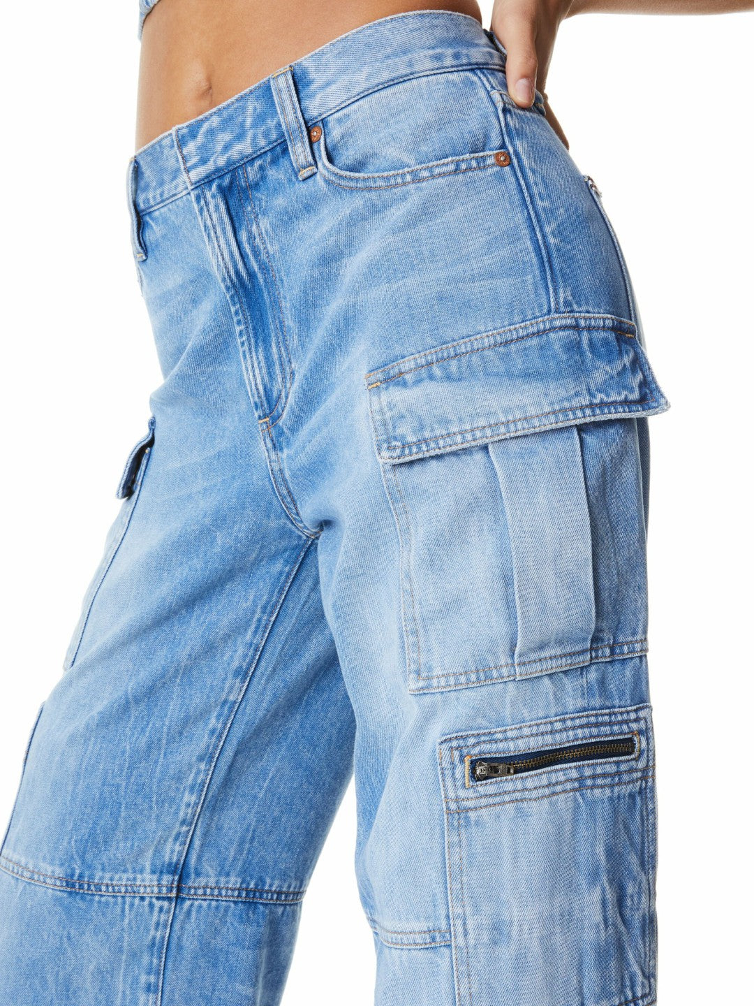 Cay Cargo Jean In Brea Blue - Alice + Olivia Women