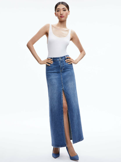 Rye Denim Maxi Skirt In Brooklyn Blue - Alice + Olivia Women