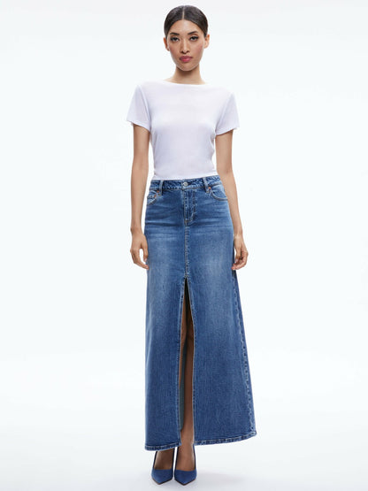 Rye Denim Maxi Skirt In Brooklyn Blue - Alice + Olivia Women