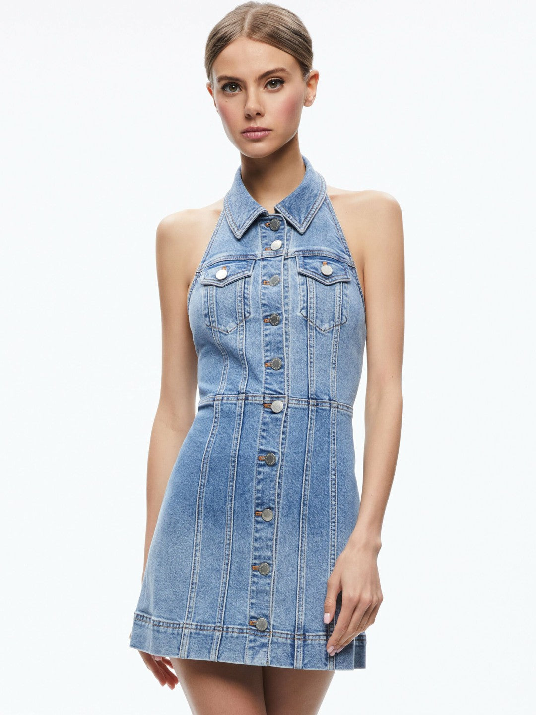Kendall Denim Mini Dress In Ivy Blue - Alice + Olivia Women