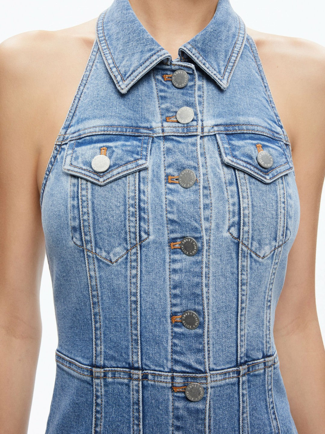 Kendall Denim Mini Dress In Ivy Blue - Alice + Olivia Women