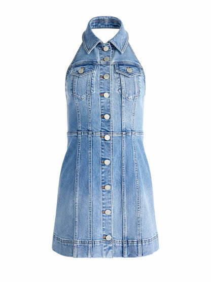 Kendall Denim Mini Dress In Ivy Blue - Alice + Olivia Women