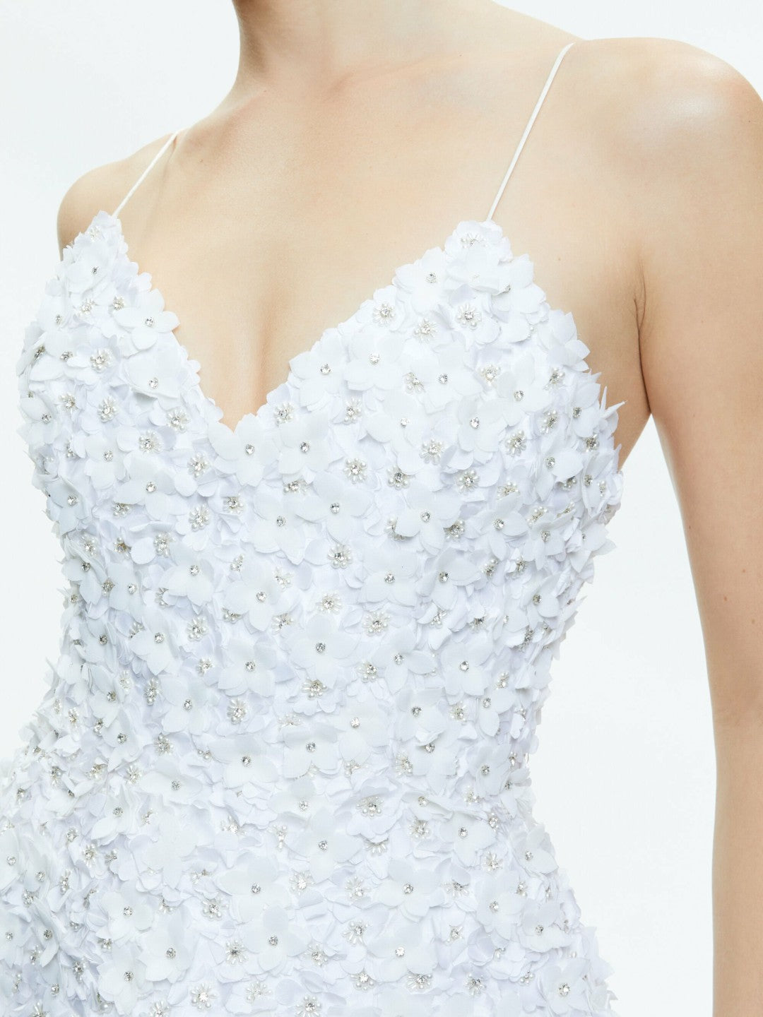 Domenica Embellished Mini Gown In Off White - Alice + Olivia Women