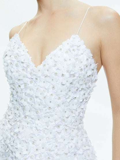 Domenica Embellished Mini Gown In Off White - Alice + Olivia Women