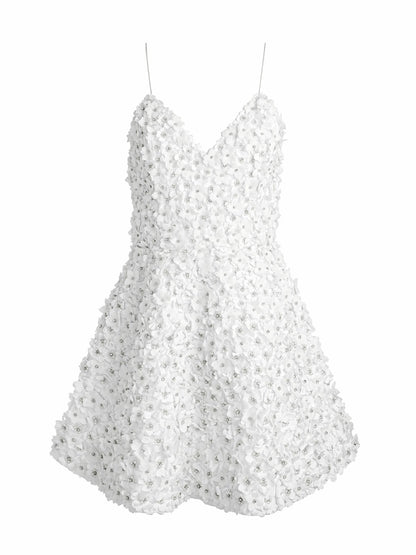 Domenica Embellished Mini Gown In Off White - Alice + Olivia Women