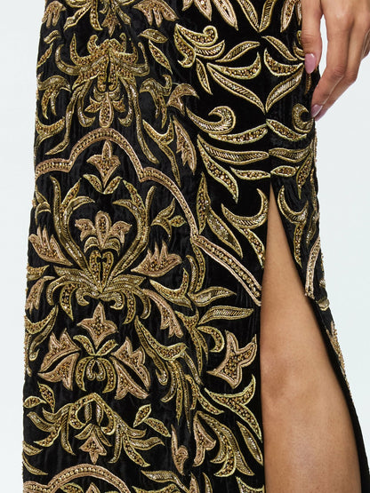 Georgie Maxi Skirt In Black/gold - Alice + Olivia Women