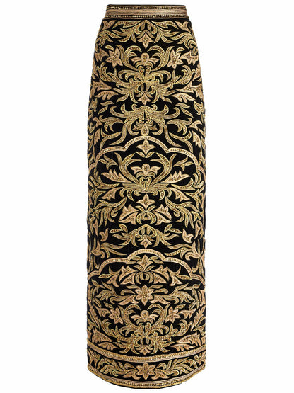 Georgie Maxi Skirt In Black/gold - Alice + Olivia Women