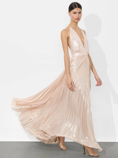 Camila Maxi Gown In Pearl Blush - Alice + Olivia Women