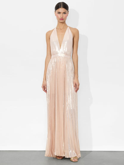 Camila Maxi Gown In Pearl Blush - Alice + Olivia Women