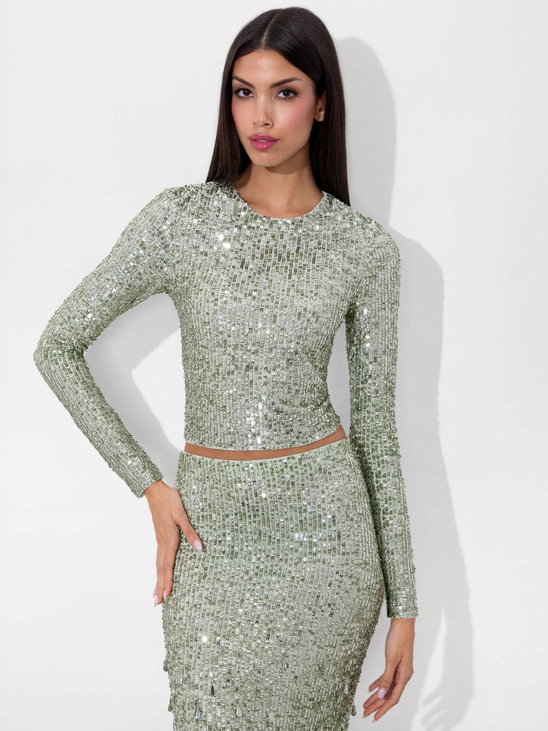 Delaina Embellished Top In Sea Spray - Alice + Olivia Women