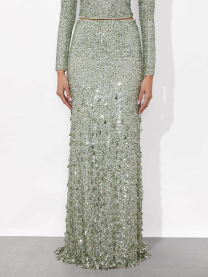Charity Sequin Gown Skirt In Sea Spray - Alice + Olivia Women