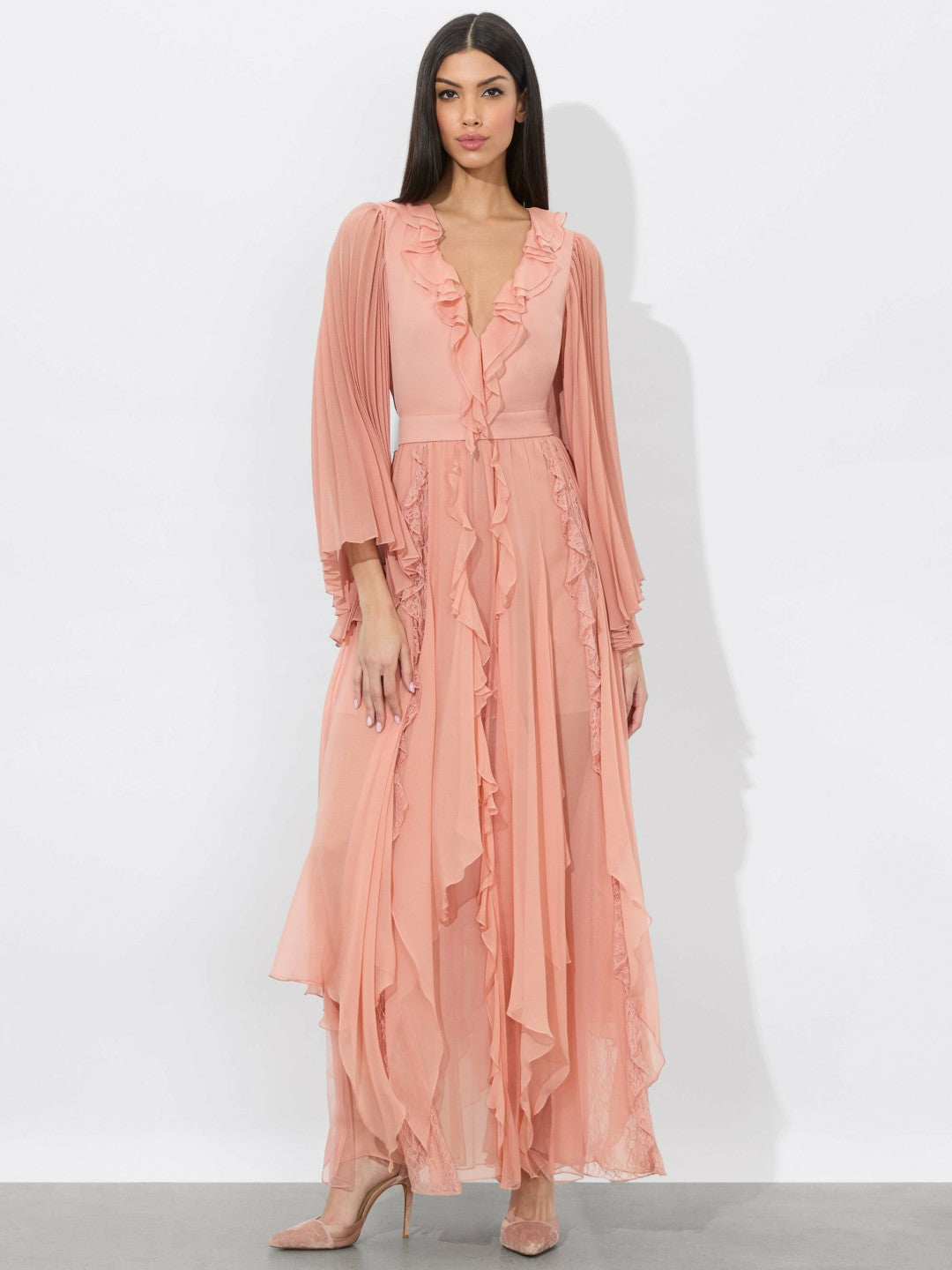 Day Sunburst Sleeve Maxi Dress In Rose Tan - Alice + Olivia Women