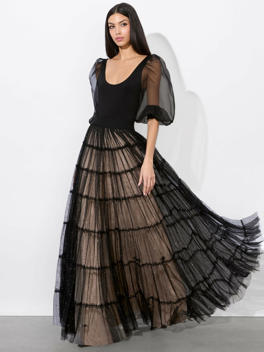 Darcy Ballgown Skirt In Black/crystal - Alice + Olivia Women