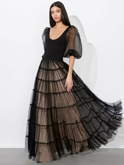 Darcy Ballgown Skirt In Black/crystal - Alice + Olivia Women