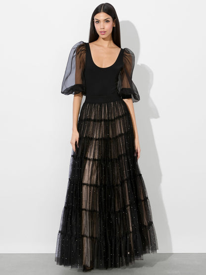 Darcy Ballgown Skirt In Black/crystal - Alice + Olivia Women