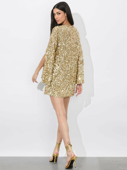 Eleonora Mini Dress In Champagne/pale Gold - Alice + Olivia Women