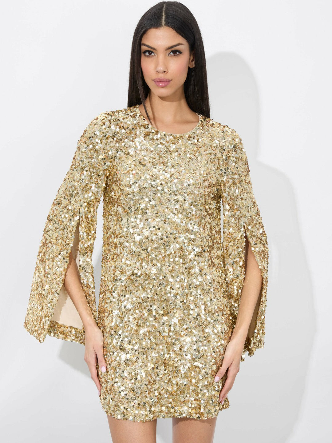 Eleonora Mini Dress In Champagne/pale Gold - Alice + Olivia Women