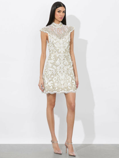 Pria Mini Gown In Off White - Alice + Olivia Women