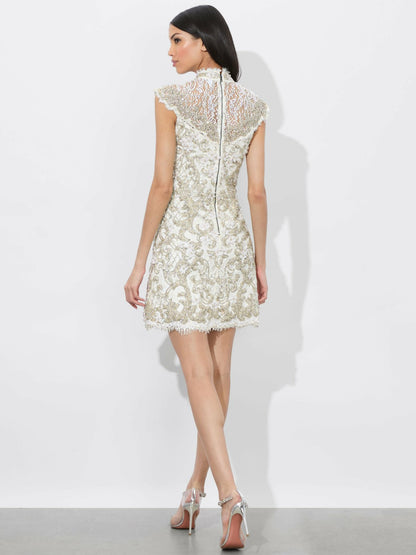 Pria Mini Gown In Off White - Alice + Olivia Women