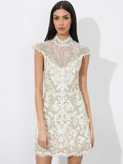Pria Mini Gown In Off White - Alice + Olivia Women