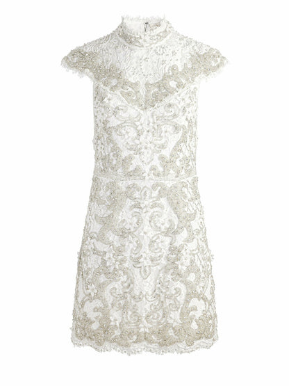 Pria Mini Gown In Off White - Alice + Olivia Women