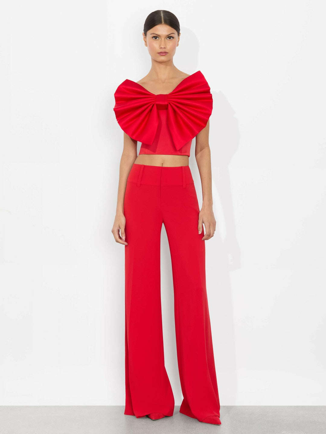 Sibella Bow Top In Bright Ruby - Alice + Olivia Women