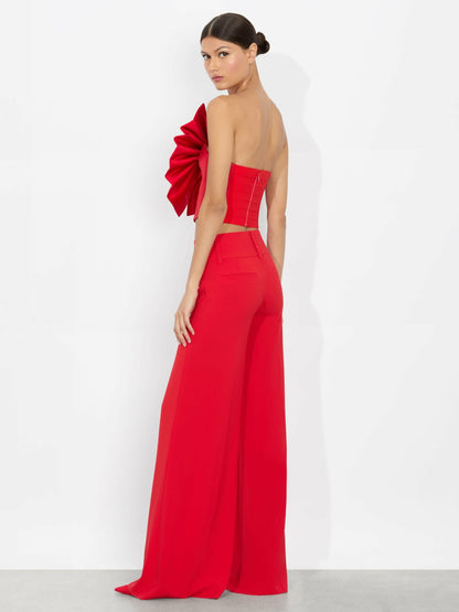 Sibella Bow Top In Bright Ruby - Alice + Olivia Women