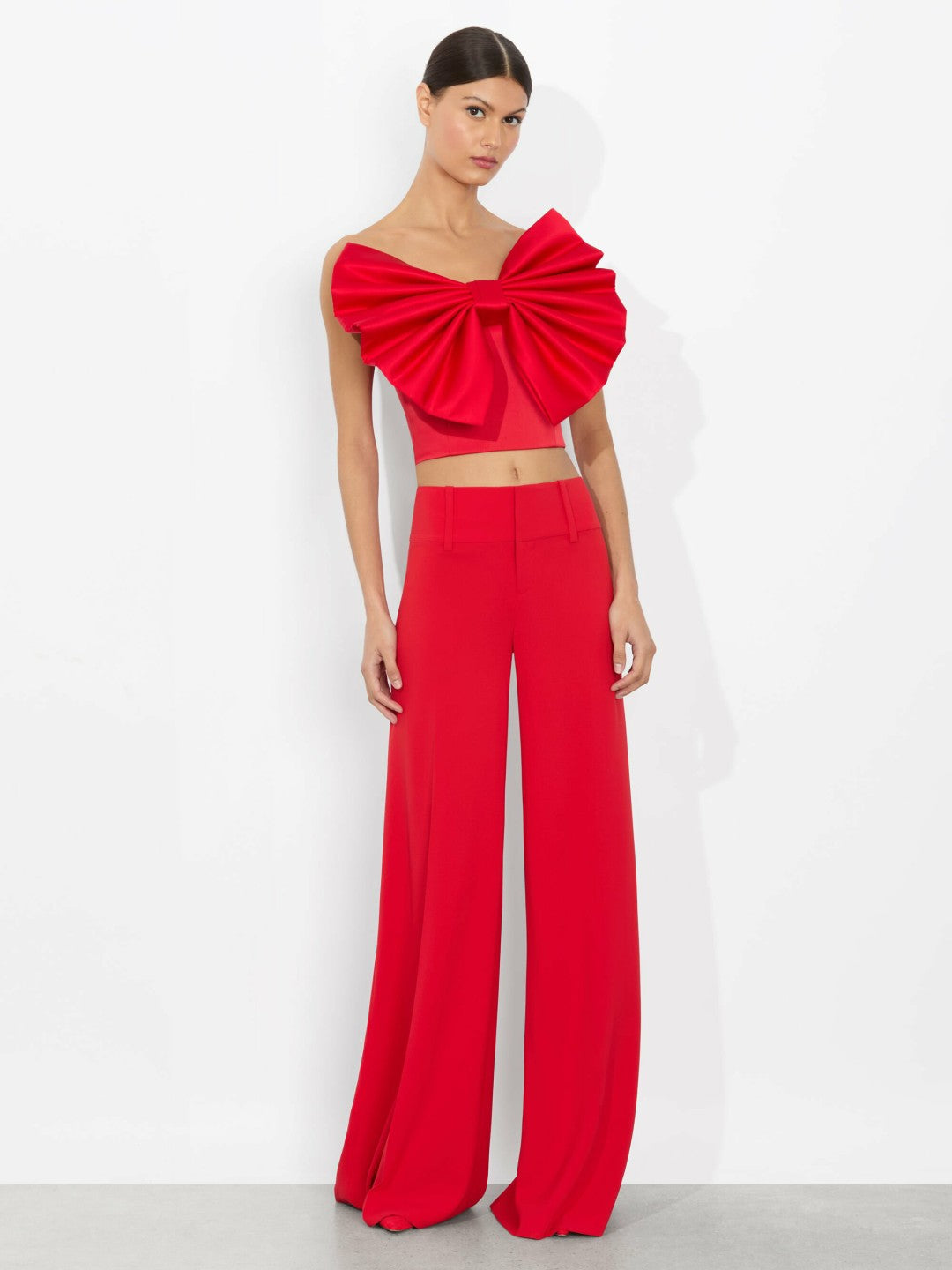 Sibella Bow Top In Bright Ruby - Alice + Olivia Women
