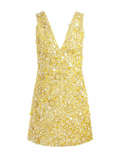 Tatum Embellished Mini Gown In Butter - Alice + Olivia Women