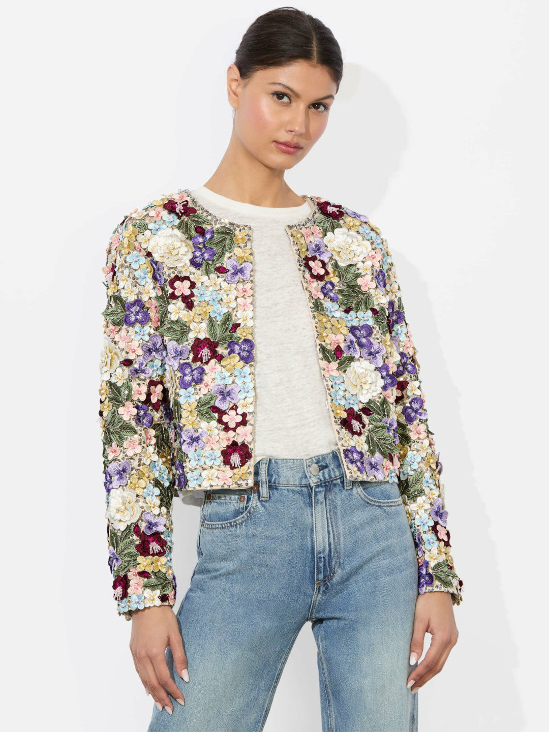 Kidman Embellished Jacket In Champagne/multi - Alice + Olivia Women