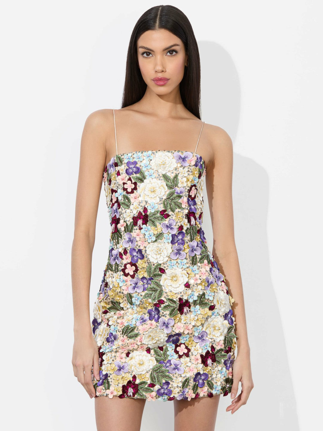 Velia Embellished Mini Gown In Champagne/multi - Alice + Olivia Women