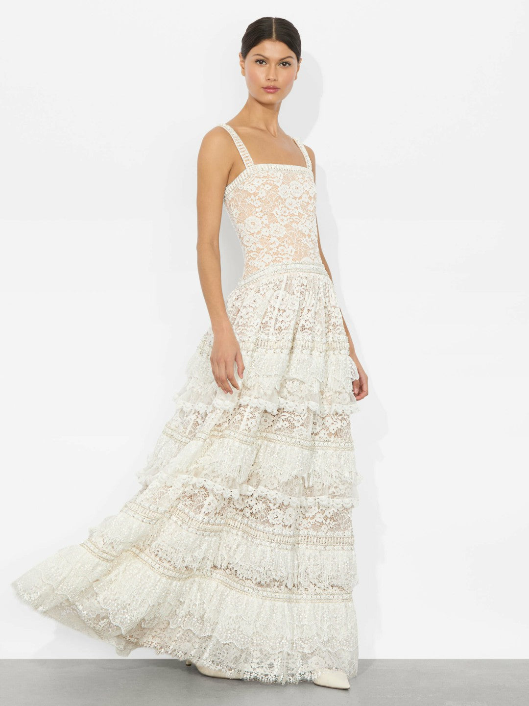 Zena Lace Maxi Dress In Off White - Alice + Olivia Women