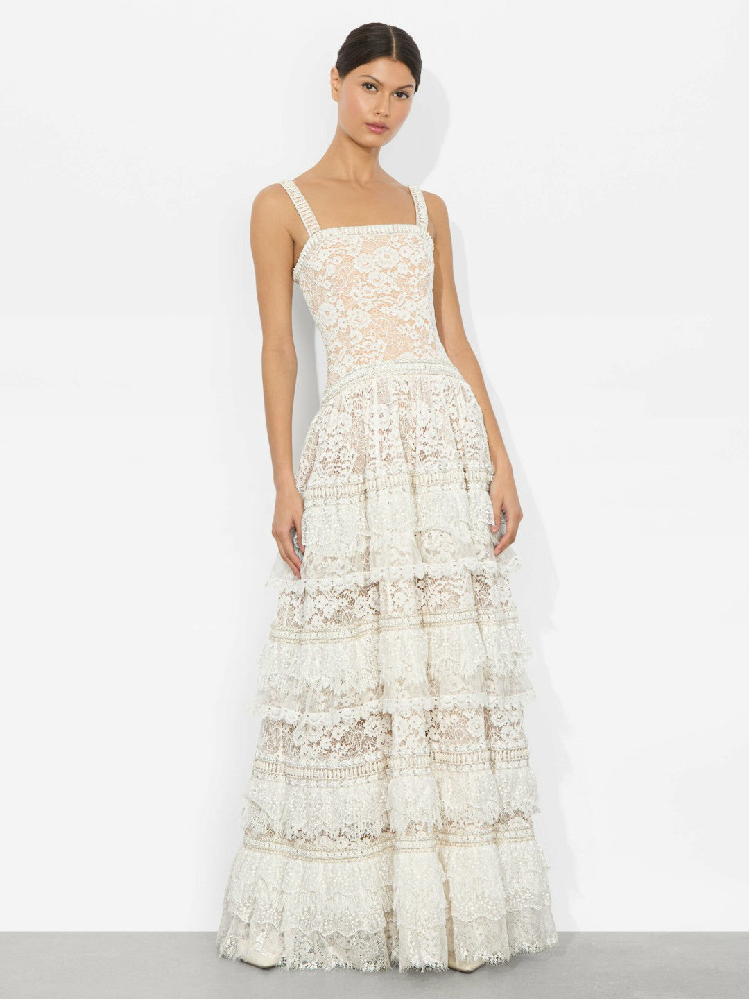 Zena Lace Maxi Dress In Off White - Alice + Olivia Women